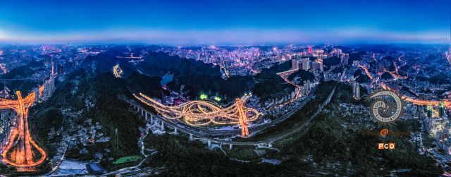 贵阳市云岩区航拍城市夜景